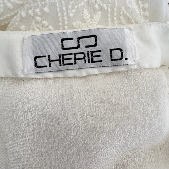 CHERIE D Designer White Embroidered Maxi Gown - Picture 12 of 17